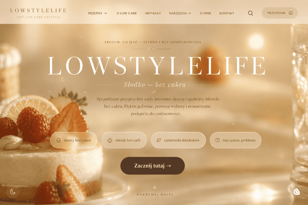 Mockup strony głównej LowStyleLife